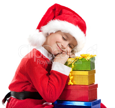 Boy holding a christmas gift