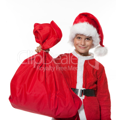 Boy holding a sack