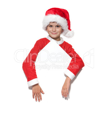 Boy holding a christmas poster