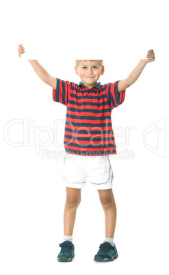 Boy holding a banner