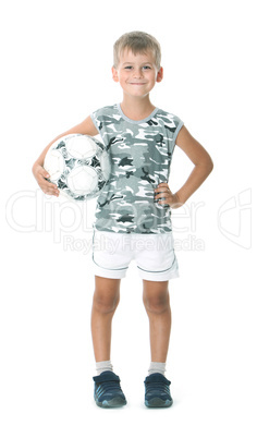 Boy holding soccer ball