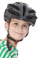 Boy bicyclist with helmet