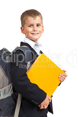 Boy holding books