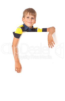 Boy holding a banner