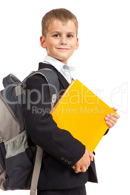 Boy holding books