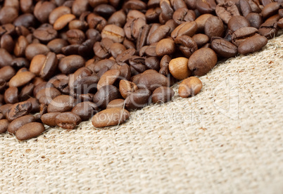 Brown roasted coffee beans.