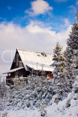 Mountain house during the winter
