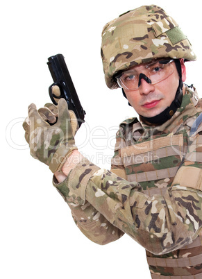 Modern soldier with rifle