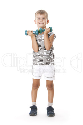 Boy with dumbbells