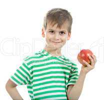 Boy holding an apple