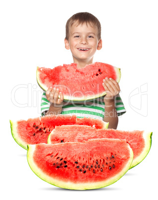 Boy holding a watermelon