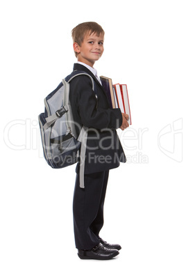 Boy holding books