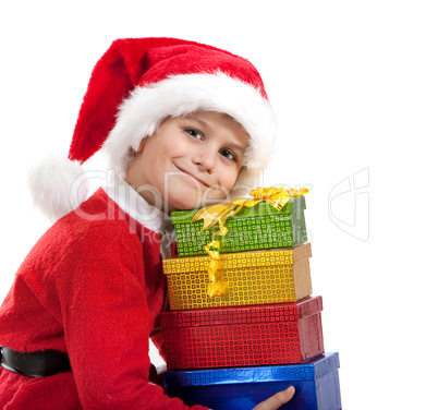 Boy holding a christmas gift