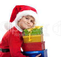 Boy holding a christmas gift