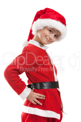 Boy dressed as Santa Claus