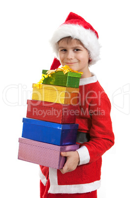 Boy holding a christmas gift