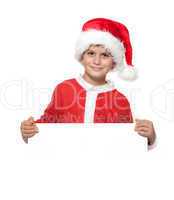 Boy holding a christmas poster