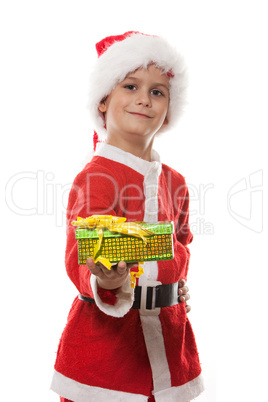 Boy holding a christmas gift