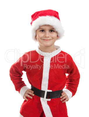 Boy dressed as Santa Claus