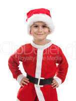 Boy dressed as Santa Claus