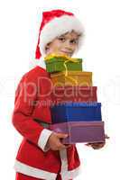 Boy holding a christmas gift