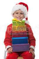 Boy holding a christmas gift