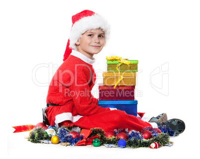 Boy holding a christmas gift