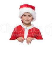 Boy holding a christmas poster