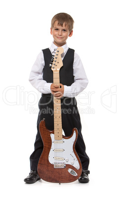 Boy holding a guitar