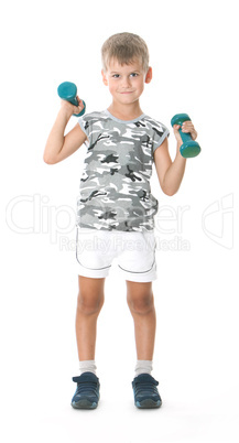 Boy with dumbbells