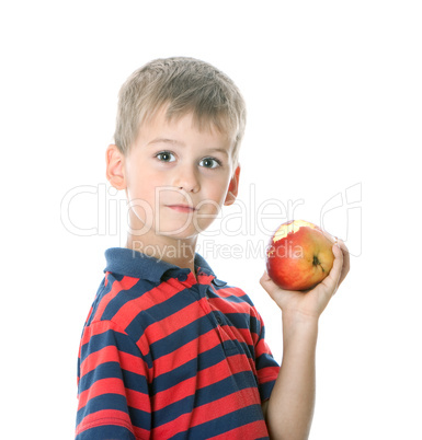 Boy holding an apple