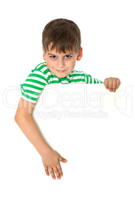 Boy holding a banner