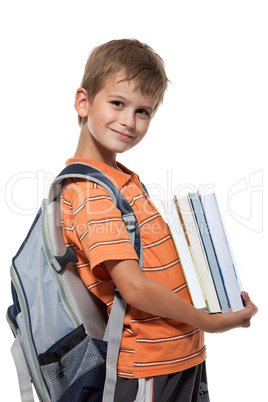 Boy holding books