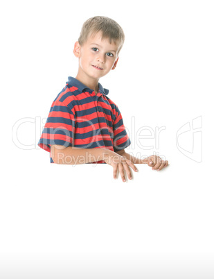 Boy holding a banner