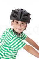 Boy bicyclist with helmet