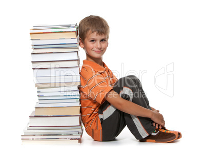 Boy and books