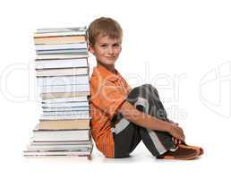 Boy and books
