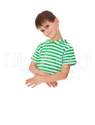 Boy holding a banner