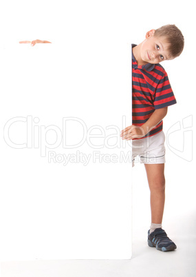 Boy holding a banner