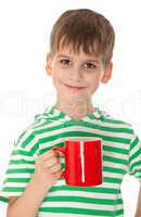 Boy holding a red cup