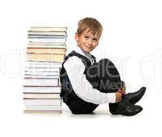 Boy and books