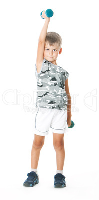 Boy with dumbbells