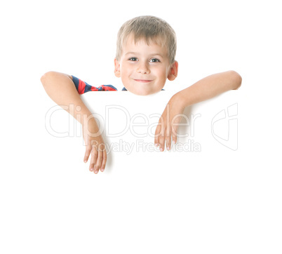 Boy holding a banner