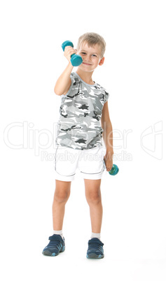 Boy with dumbbells