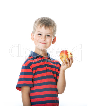 Boy holding an apple