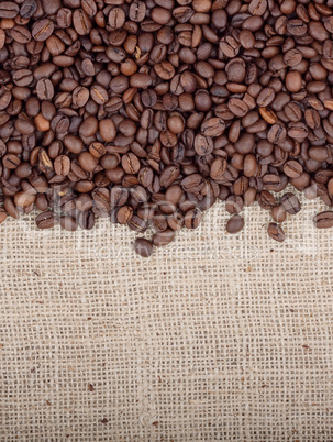 Brown roasted coffee beans.