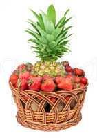 Basket of pineapple and strawberry