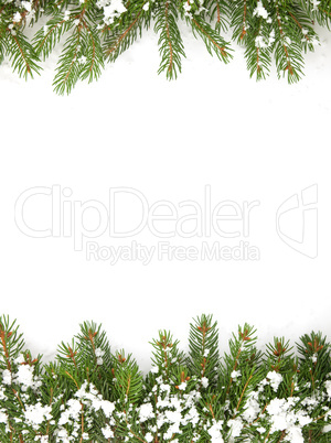 Christmas framework with snow isolated on white background