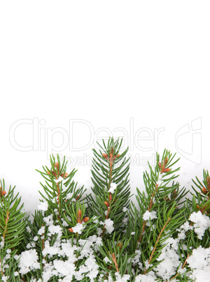 Christmas framework with snow isolated on white background