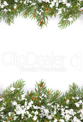 Christmas framework with snow isolated on white background